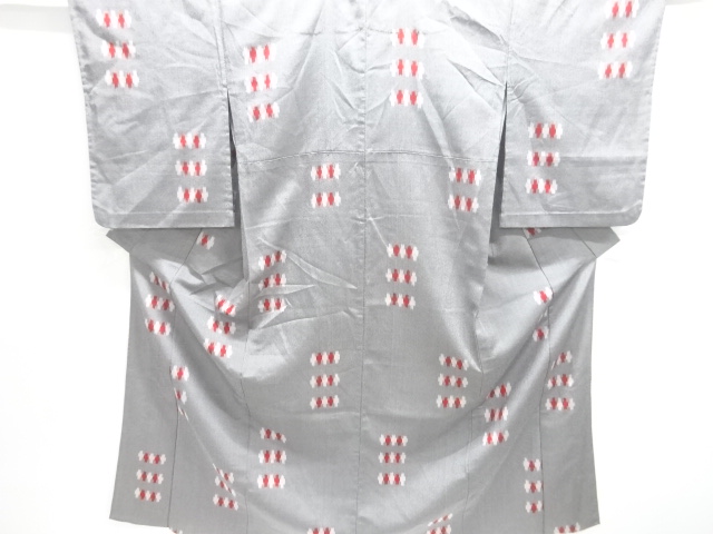 JAPANESE KIMONO / ANTIQUE OMESHI / TAISHO ROMAN STYLE / SILK / WOVEN CROSS PATTERN